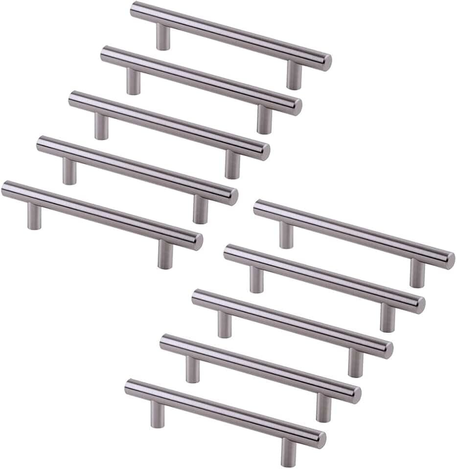 Emuca 9164051 Griffe für Möbelstück Durchmesser Ø12mm, CC 320mm, Stahl, Nickel satiniert, 10 Stück