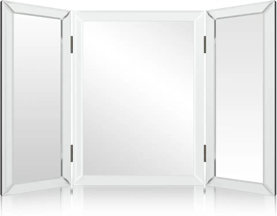 Trifold Mirror, Trifold Vanity Mirror, 3 Way, Three Way Folding, 28x40 in