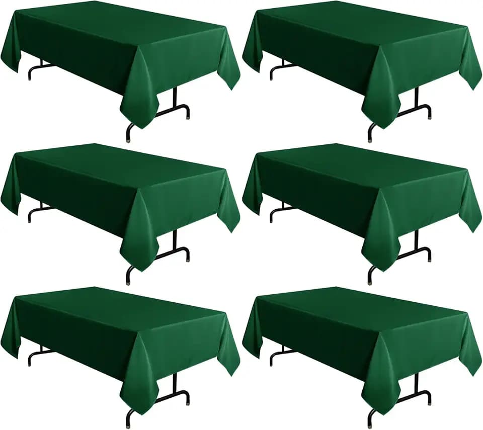 sancua 6 Pack Hunter Green Tablecloths 60x102 Inch Christmas Table Cloth