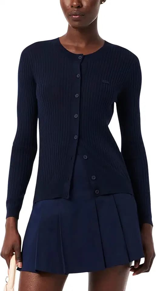Lacoste Women's 100% Wool Button Up Sweater