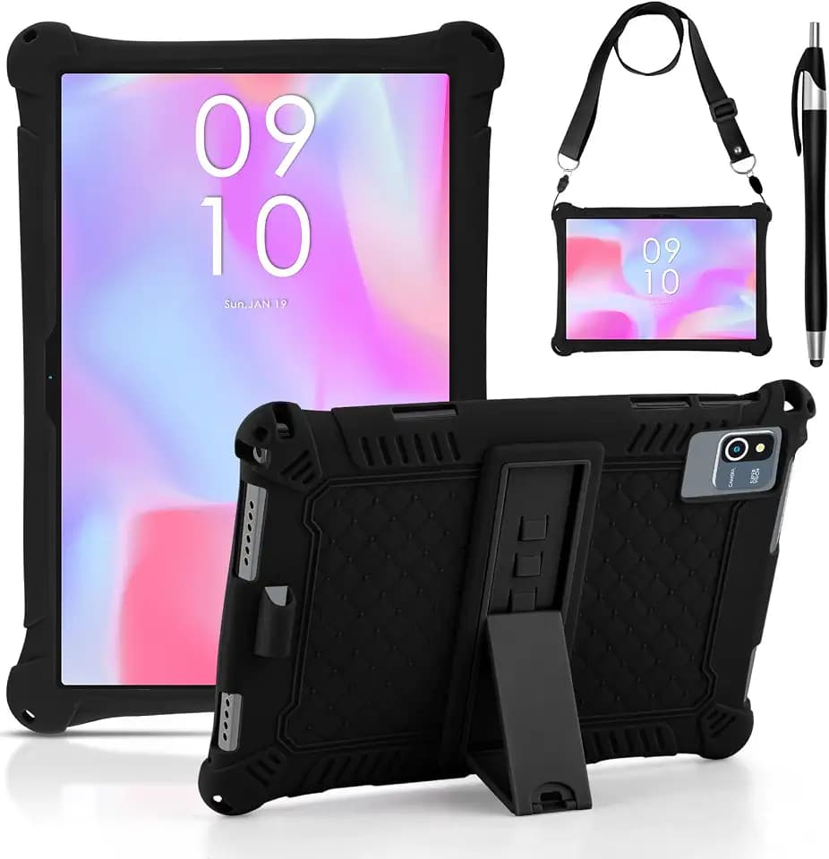 DETUOSI 10.1 inch Multi-Angle Soft Silicone Tablet Case, Black