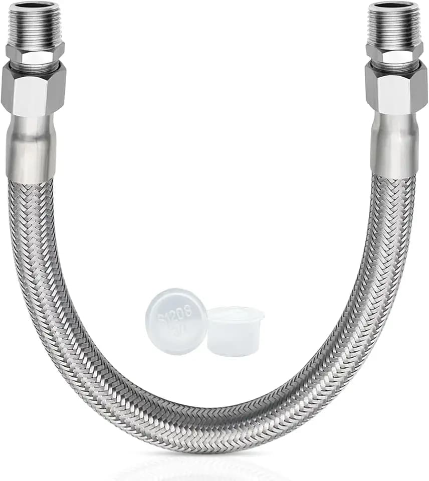 Industrial Grade Compressor Jumper Hose 1/2" NPT compressor jumper hose Male x 20" Length, 450 PSI &750°F High Temp & Pressure Resistance for Compressed Air Systems，Made of 304 stainless steel