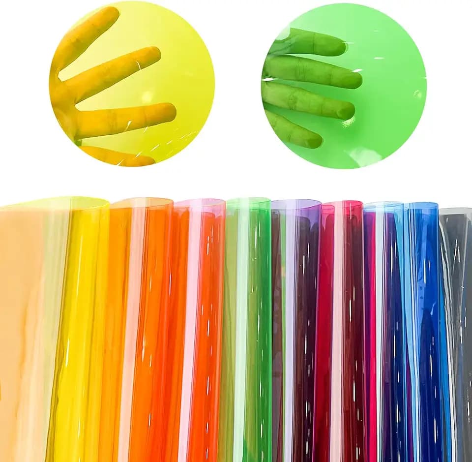 XHT 9 Stück 20x30cm Reinfarbige Pvc Folie Transparent Kunstleder, PVC-Stoff，Wasserdicht, Spiegelfoliefür, Nähen von Stoffen, Partydekoration und anderes DIY Projekt. (Transparent)