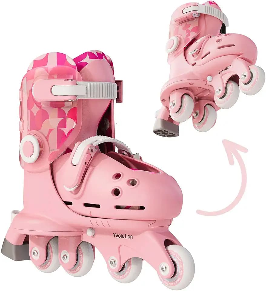 Yvolution Twista 2-in-1 Adjustable Inline Skates|One-Second Switch from Stable Tri-Wheel to Inline Mode|Beginner Skates for Boys & Girls (Ages 2+)|US Size 7-11