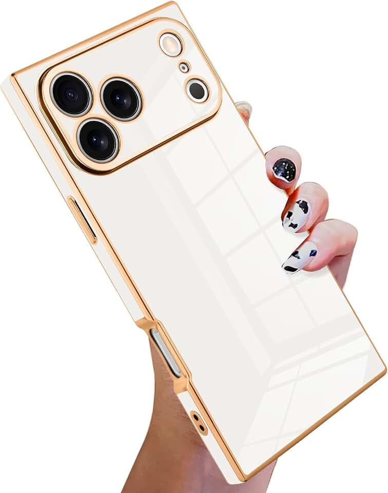 KANGHAR Case for iPhone 17 Pro Rectangle Luxury White
