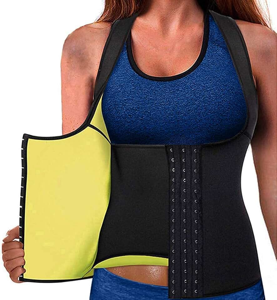 Memoryee Damen Sauna West Neopren Korsett Taillenformer Figurformend Bodysuit Bauch Kontrolle Sport Fitness Weste