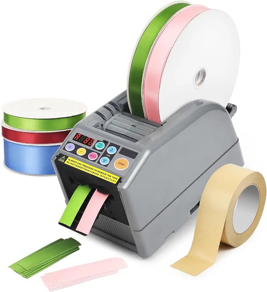 Ribbon Cutting Machine, Advanced Automatic Electric Tape Dispenser, 999mm Max Cut Length, Manual & Auto Modes, for Business, Schools, Restaurants, Factories, Warehouses & Home Use