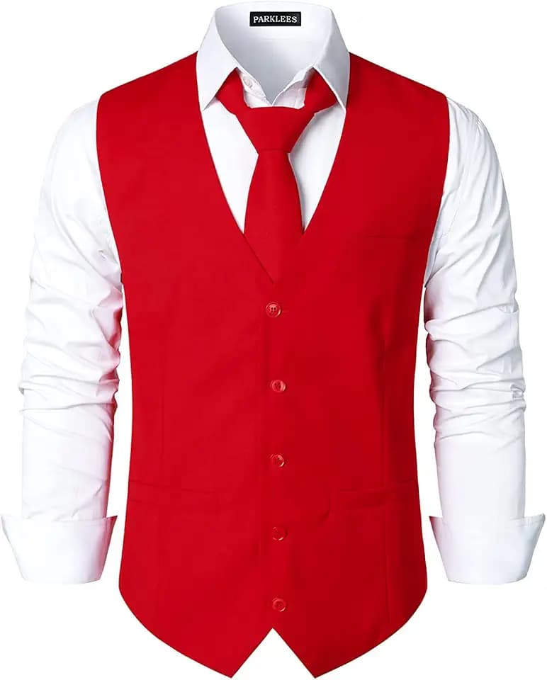 PARKLEES Herren Hipster Urban Design Business formelle Weste Slim Fit Anzug Smoking Kleid Weste