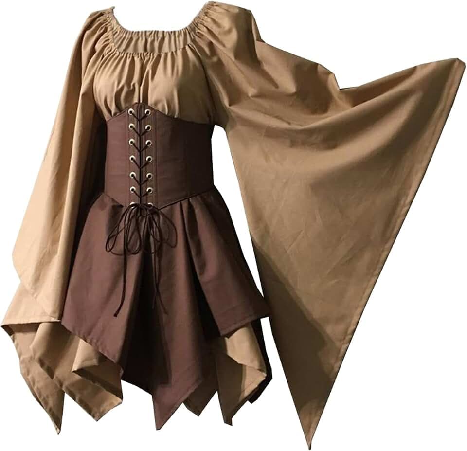 Traditionelles irisches Kleid für Damen, Renaissance, Mittelalter, Kostüm, ausgestellte Ärmel, Korsett für Halloween, viktorianisches Kleid