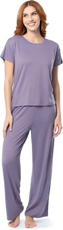 Fruit of the Loom Women's Drop Shoulder Tee and Convertible Waist Sleep Set