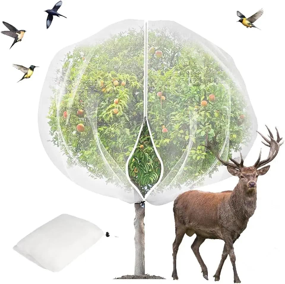 1 Pack Extra-Large Fruit Tree Netting Covers for Birds and Squirrels(15X15ft) –Bird Nets for Fruit Trees with Zipper and Drawstring, Extra Large Durable Mesh Garden Netting to Protect Fruit Trees