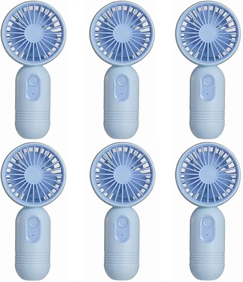 JODNO Mini Portable Fan 6 Pack, Cute Handheld Battery Operated Lightweight Small Personal Fans with 3 Speeds and USB Rechargeable Eyelash Fan for Women Men Office Outdoor Travel Camping