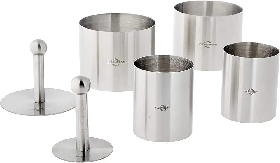 Küchenprofi Dessert- und Speisenringe 6-teilig , Ø 7,5 cm, Ø 5 cm , Anrichteringe , Speiseringe Set , Anrichten von Speisen , Dessert Ringe , Törtchen Formen , Dessert Formen