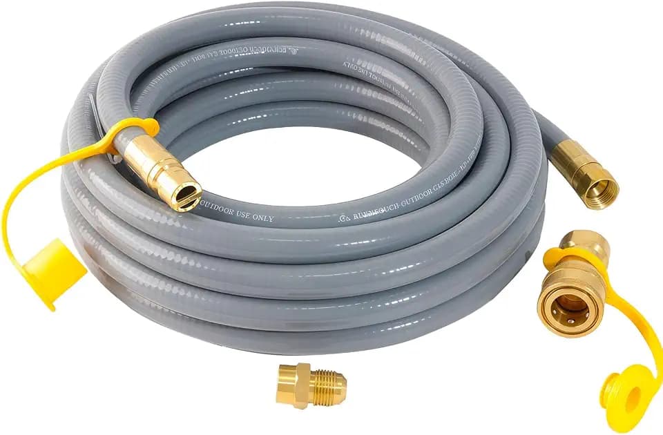 25 FeeT 1/2 inch Natural Gas Hose with Quick Connect Fittings, Natural Gas Hose fit for BBQs、 Grills, Pizza Ovens, Patio Heater and More NG/Propane Appliance