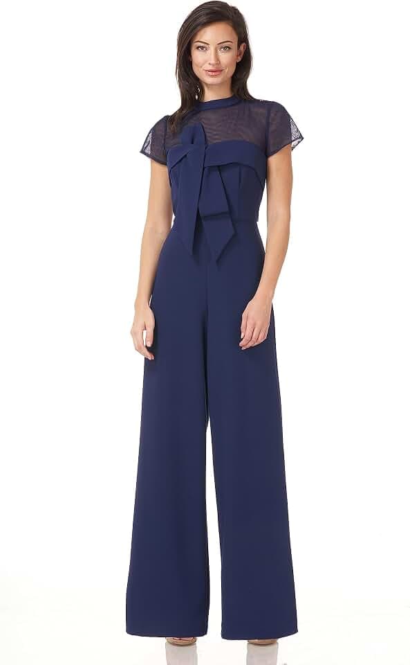 JS Collections womens Crepe Oversize Bow Jumpsuit