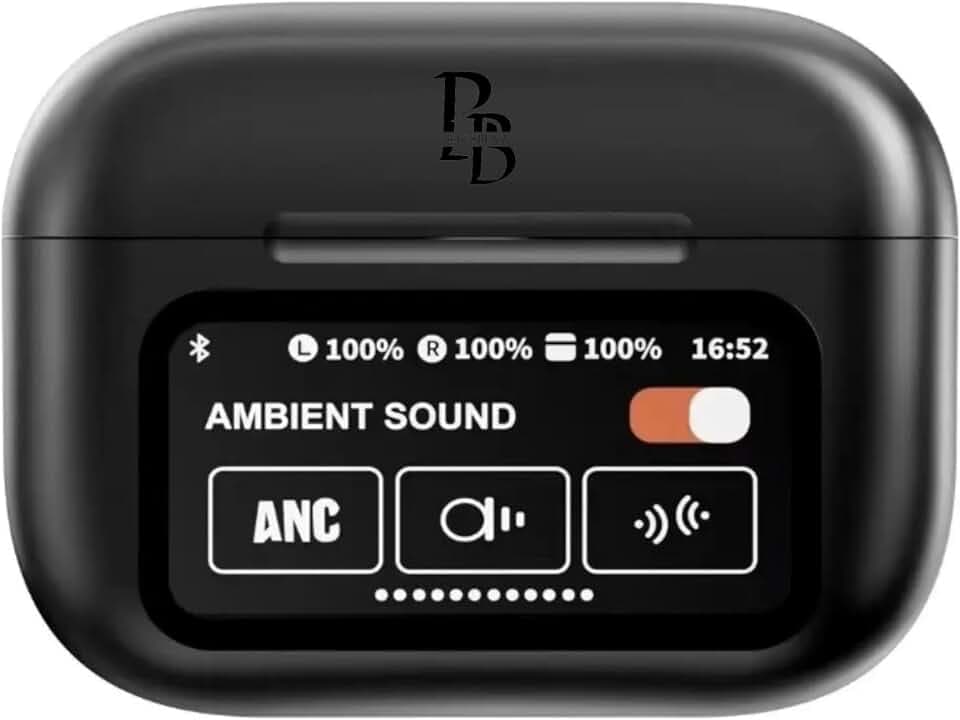 Bluetooth Wireless In-Ear Headphones with Touchscreen Display Earbuds for iPhone & Android, Perfect for Sports, Men & Everyday Use Active (ANC) (ENC)