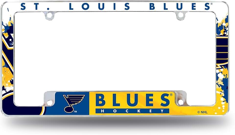 NHL Rico Industries All Over Chrome Frame 12" x 6" Chrome All Over Automotive License Plate Frame for Car/Truck/SUV
