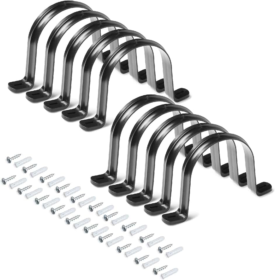POWERTEC 70343-P2 Hangers for 4" Dust Collection Hose, Pipes and Dust Collection Fittings with Mounting Screws, 10 PK
