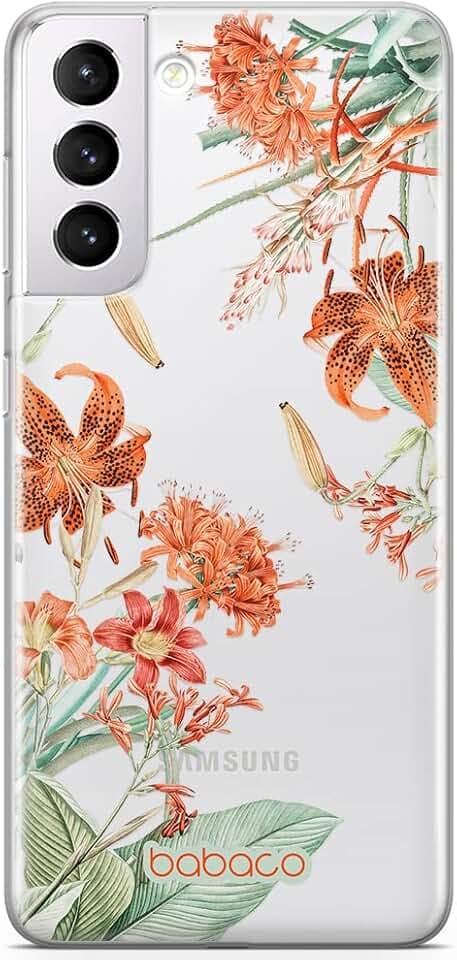 Babaco ERT Group Handyhülle für Samsung S21 Original und offiziell Lizenziertes Muster Flowers 057 optimal an die Form des Handy angepasst, teilweise transparent