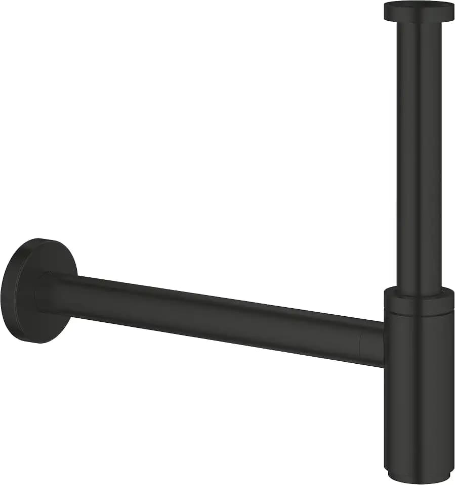 GROHE, Siphon 1 1/4", Geruchsverschluss (Ablaufgarnitur für Waschbecken und Waschtisch, Abflussgarnitur aus Messing, schraubbare Verschlusskappe zur Reinigung), schwarz, 295032430
