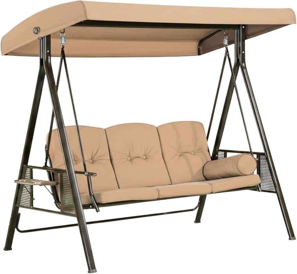 Garden Winds Reinforced RipLock 350 Replacement Canopy Top Cover Compatible with Purple Leaf Brentley Swing Models ZYPPS03, ZYPPS03-KK - Beige