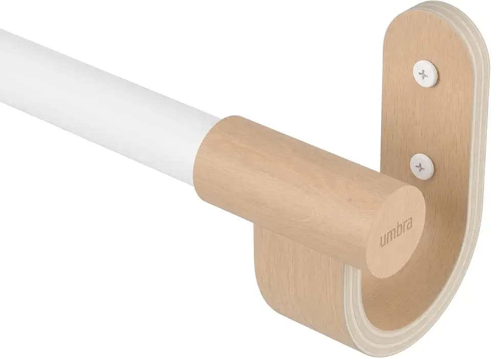 Umbra Bellwood Curtain Rod, Adjustable, 42 to 120 Inches, White/Natural