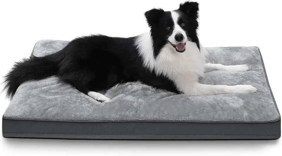 NUPIDA Large Plush Dog Bed for Crate with Washable Cover, 35x22, Grey