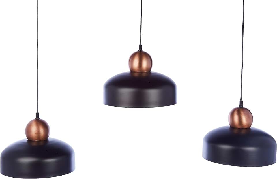 Homemania Pendelleuchte Harald Black Schwarz, Kupfer, Metall, 110 x 18 x 80 cm