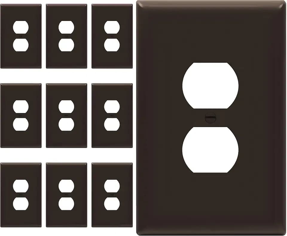 ENERLITES 10 Pack Oversized Duplex Outlet Covers, Jumbo Wall Plate, Brown