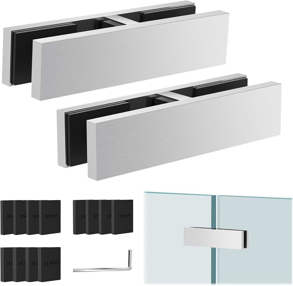 T316 Railing Glass to Glass Clamp, 180° Double Side Clamps, 2 Pack