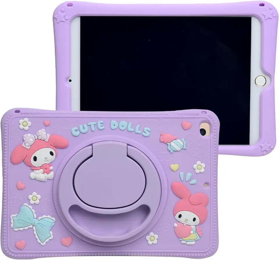 Cartoon Case for iPad mini 6 8.3"，MONEHOYSY Cute Soft Silicone Kickstand [Drop Proof,Shock Proof,Anti Slip] Back Stand Cover Case for Kids Children Teens Girls Boys (Melody-1)