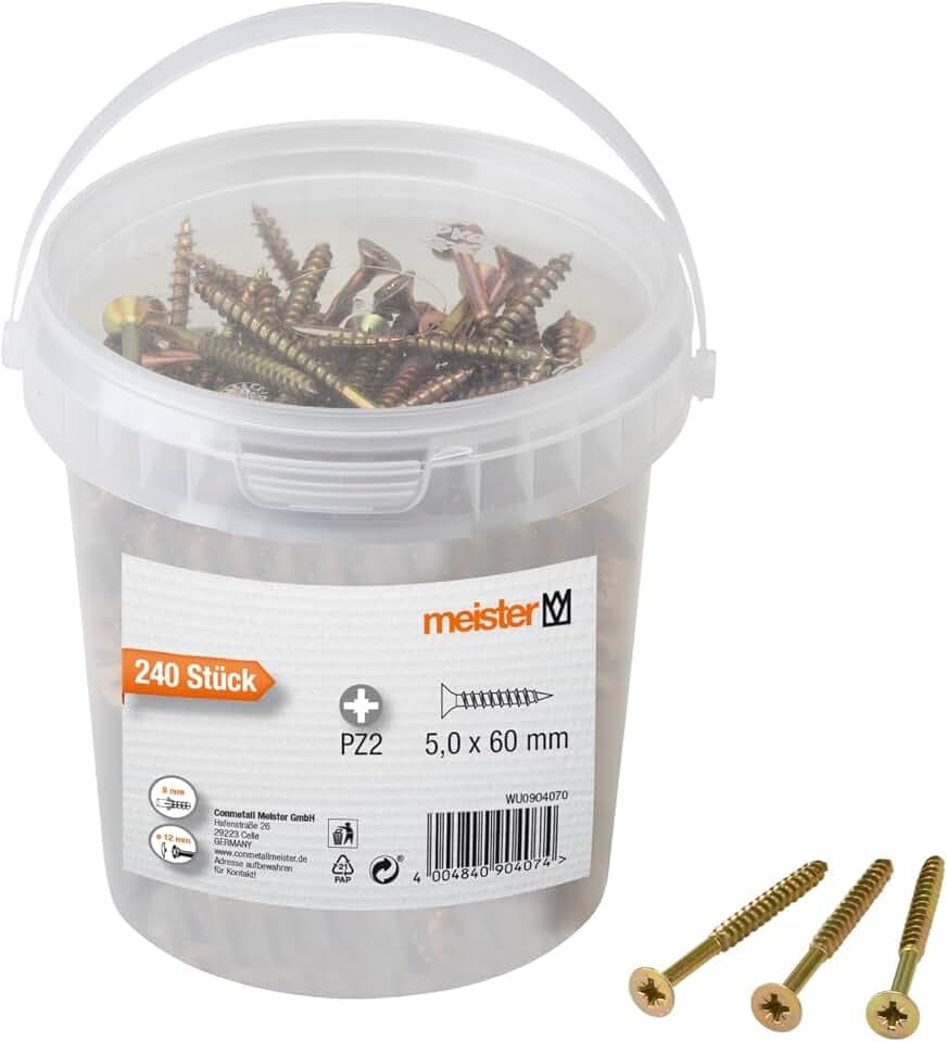 Meister Universalschrauben 5,0 x 60 mm – 240 Stück – Gelb verzinkt