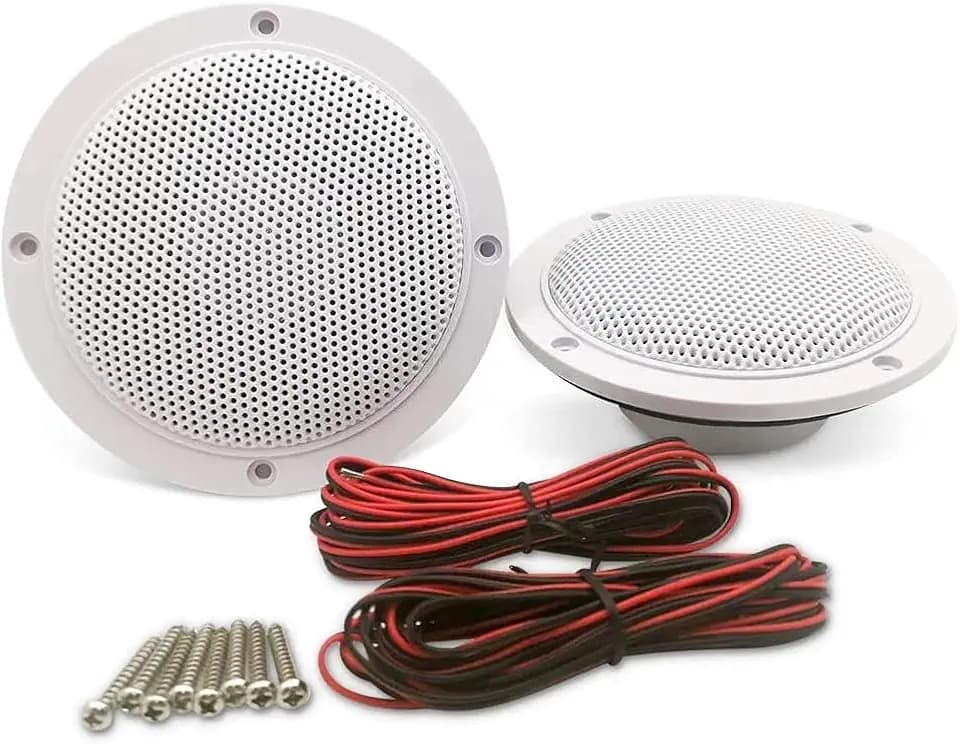 Herdio 4 Zoll Runde Deckenlautsprecher, Paar 160 Watts wasserdichte Marine Boot Einbaulautsprecher, für Badezimmer Spa Raum Motorrad UTV ATV RV Auto Golf Cart (14.3x13.9x11.8cm)