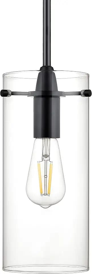 Effimero Matte Black Clear Glass Kitchen Island Pendant Light, Large