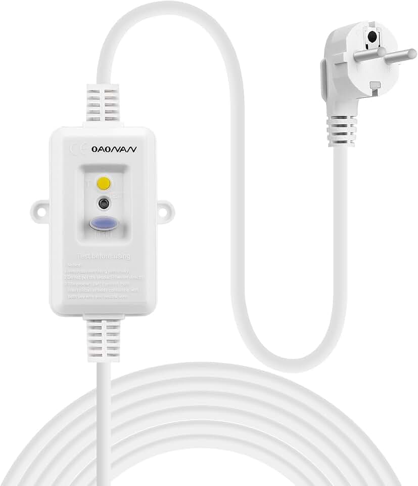 FI Schutzschalter Steckdose Fehlerstrom Schutzschalter Stecker, Personenschutz-Adapter, Personenschutzstecker, Schutzkontaktstecker mit Verlängerung Kabel 1.5m für Haushalt Geräte, Werkzeuge