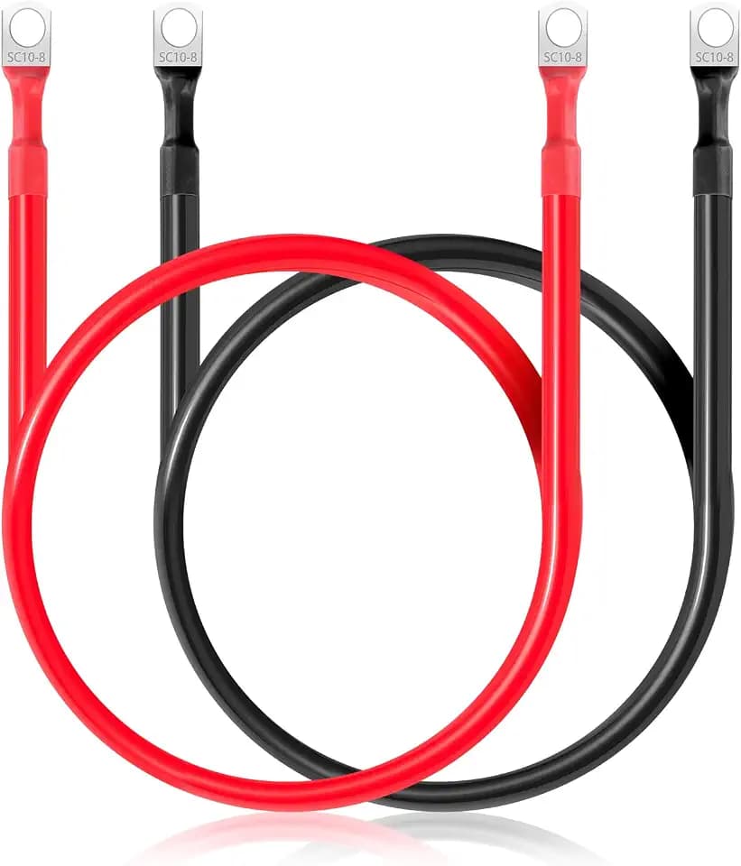 8 AWG Battery Cable 2 Pcs, 20 Inch Battery Cables with M8 Ring Terminals, Marine Batterys Cables Pure Copper, Batterys Ground Cable for Motorcycle, Car, Truck, Rv, Boat