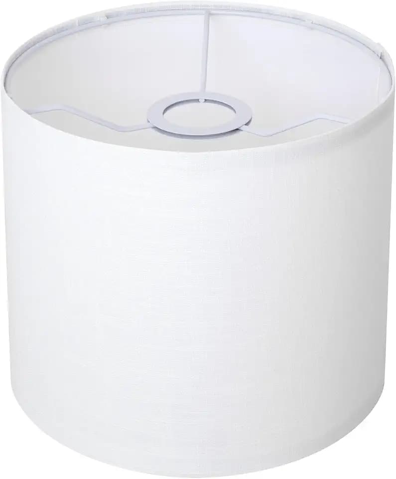White Linen Small Drum Lampshade, 8.66" Top x 8.66" Bottom x 7.87" High Lamp Shade, Lamp Shade Replacement for Table and Floor Lamps, Pendant Light，Handcrafted Lampshade，Easy Assembly