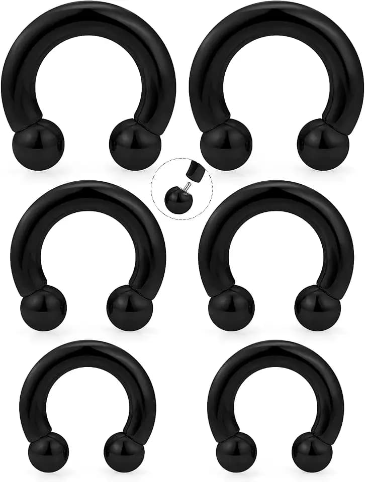 20G-00G Septum Rings Ear Gauges Earrings Stretching Kit 316L Surgical Steel Horseshoe Septum Pa Piercing Jewelry for Women 10mm 12mm 14mm 16mm