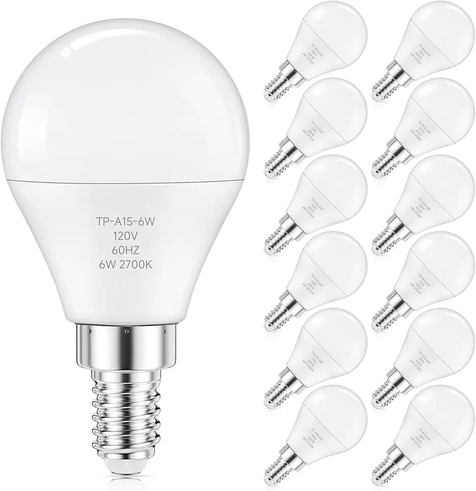 GGOYING E12 LED Bulbs 60W Equivalent 600LM Warm White 2700K 12-Pack
