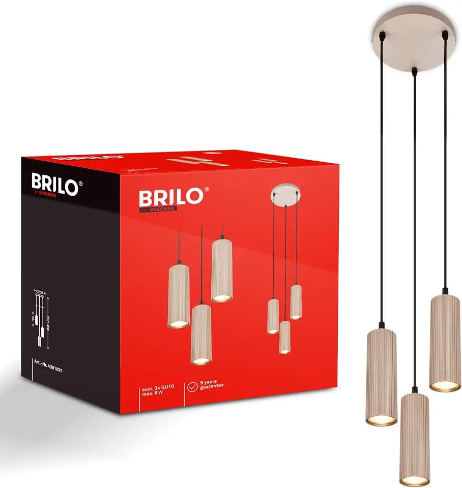 BRILONER - Pendelleuchte Höhenverstellbar GU10 Fassung Beige max. 120 cm