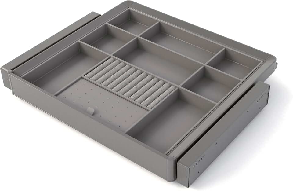 Emuca - Satz Organisationsschublade und ahmen für Schrank Quartz, mit Softclose-Vollauszug, Modul 60cm, Titanium