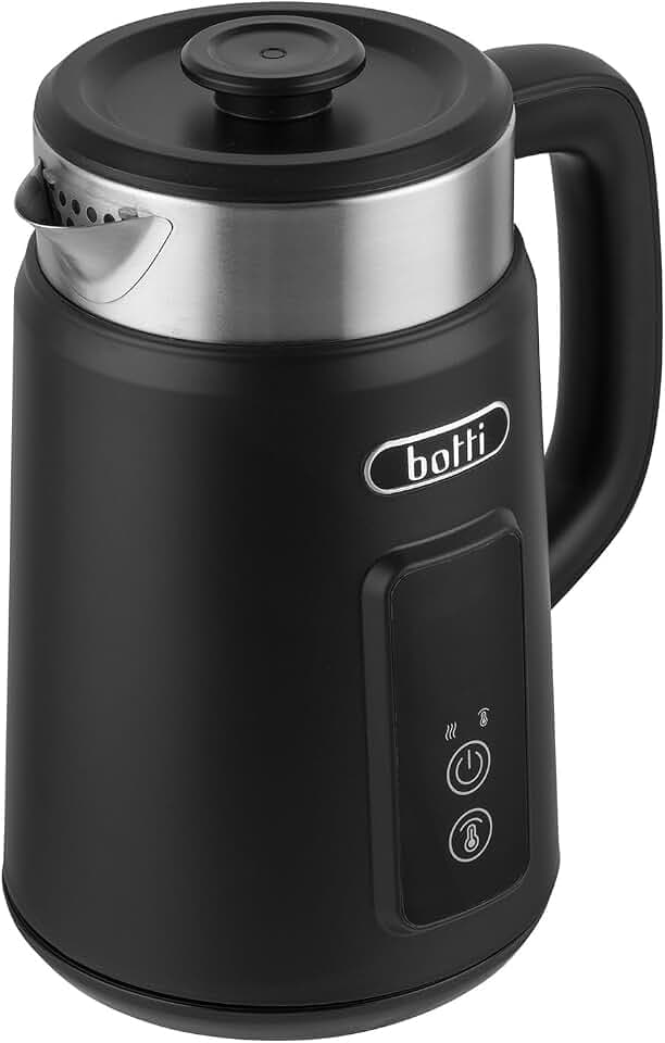 Botti Luiz Wasserkocher 1,5L Schwarz | LED-Temperaturanzeige | Doppelwand-Design | 360° drehbarer Sockel | Schnelles Erhitzen | Warmhaltefunktion | Automatische Abschaltung