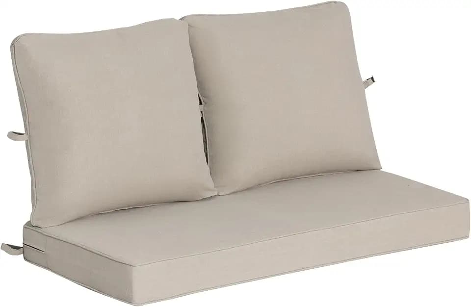 Goodgoods 48x24 Outdoor Loveseat Cushion Set, 30D Foam, Putty