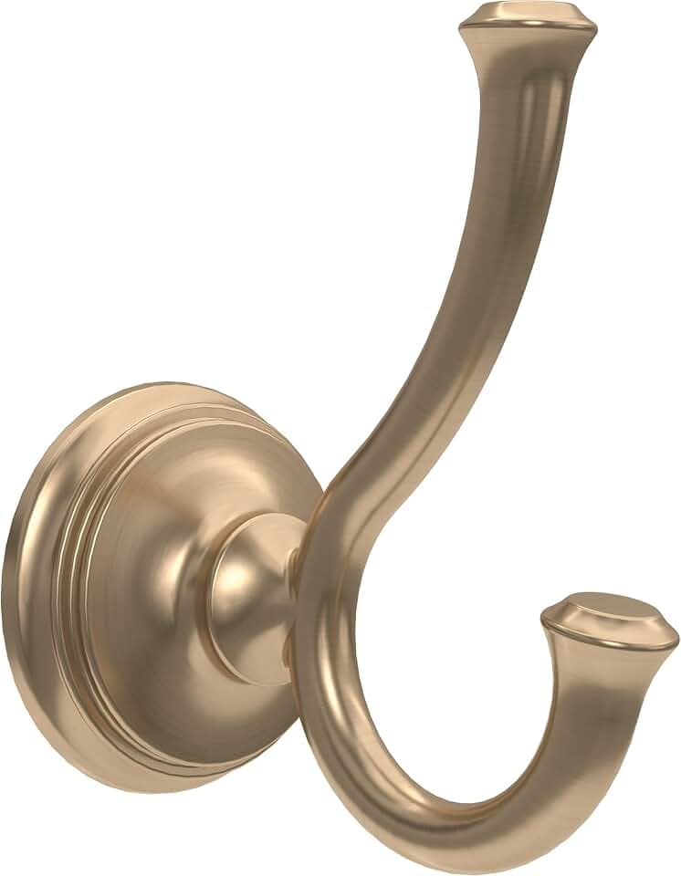 Delta Double Towel Hook for Bathroom or Kitchen| Champagne Bronze | Cassidy Accessories
