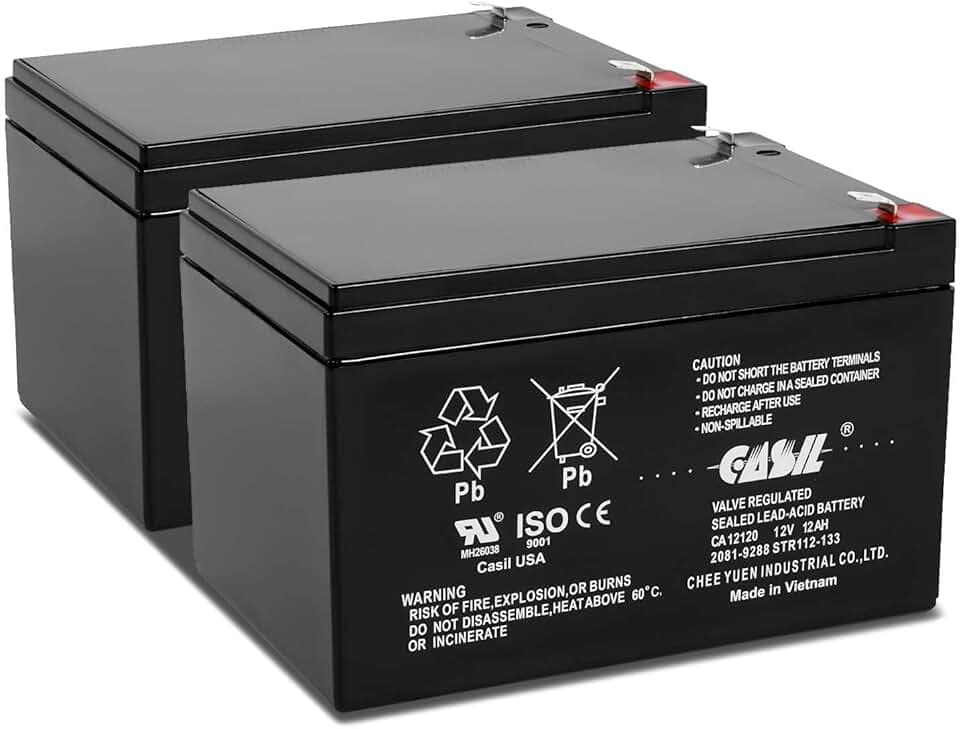Casil 12V 12Ah SLA AGM Battery 2 Pack – Mobility Scooter Replacement for Go-Go Elite Traveller SC40E SC44E, Sealed Lead Acid Rechargeable 12 Volt 12Ah Battery