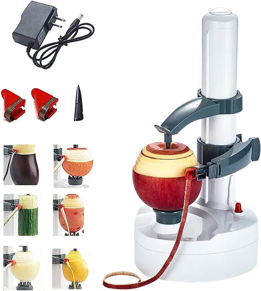 Kartoffelschäler Elektrisch,Automatische Drehbare Apfelschäler,2 Extra Klingen,Kitchen Peeling Tool Für Geeignet für runde Früchte, runde Kartoffeln