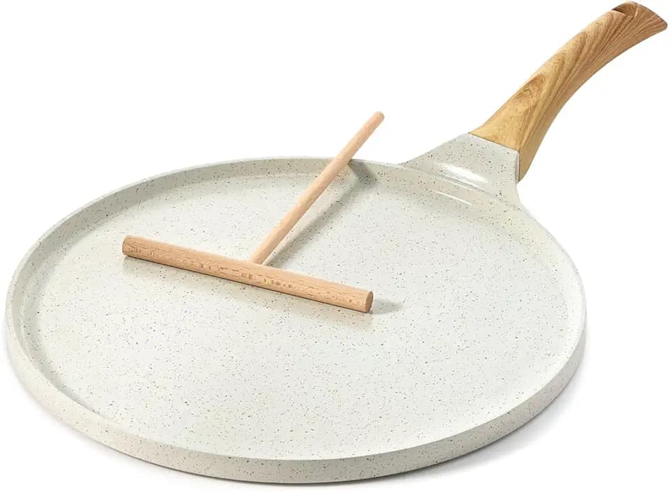 SENSARTE Crepe Pfanne 26cm, Weiß Schweizer Keramikschicht Antihaftpfanne