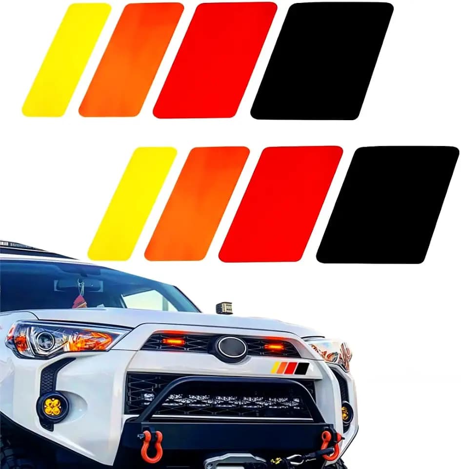 2PCS Four-Wave Tri-Color Decal Sticker for Car Grille Fender Hood Dashboard