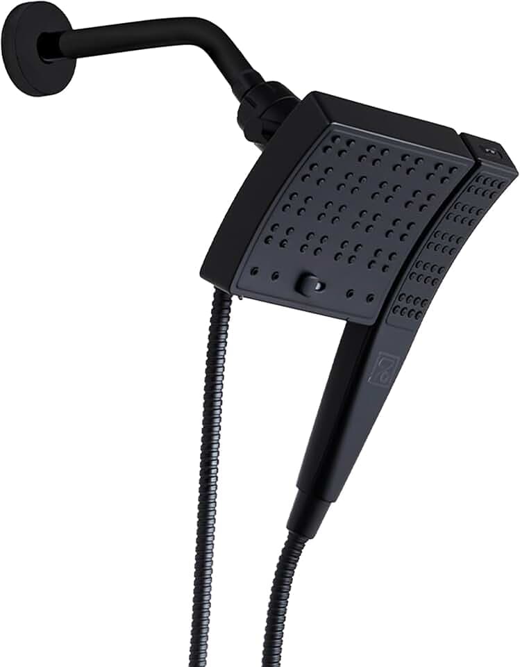 SEVENTY 3-Setting Dual Combo, Fixed and Handheld Showerhead in Matte Black (12163)