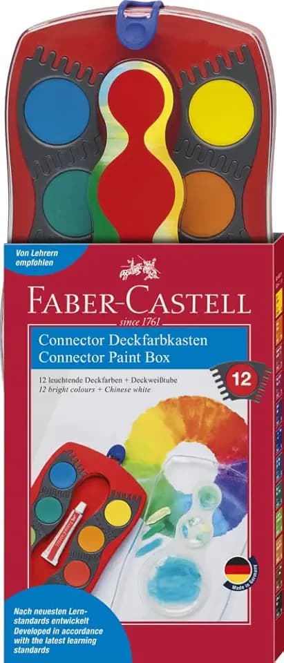 FABER-CASTELL - Wasserfarbkasten Connector 12 Farben Rot